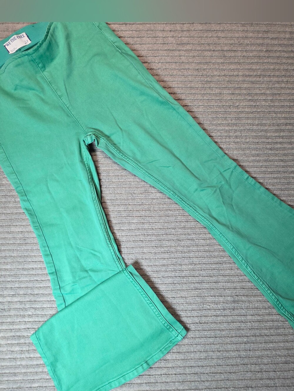 Free People We The Free Pull On Flare Stretch High Rise Pants Green SZ 27